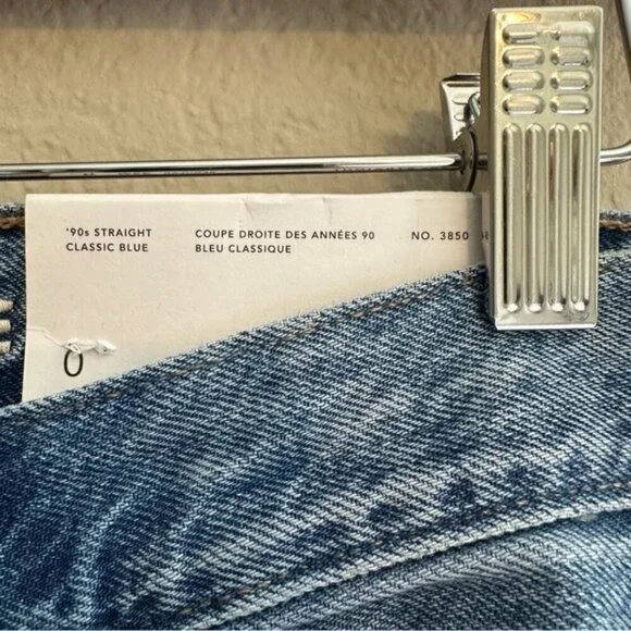 American Eagle Blue 90’s Straight Leg Jeans with Distressed Details Size 25 NWT - Picture 10 of 15